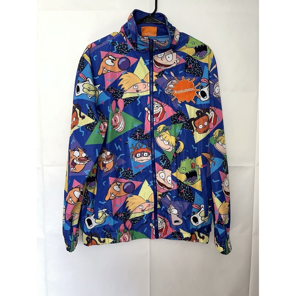 Nickelodeon Jacket Size Large Nicktoons Full Zip All Over Graphic Print L